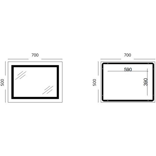 Дзеркало Lidz Kubis (KU1) 700х500 з LED-підсвічуванням Touch, з антизапотіванням, з димером, рег. яскравості LD78LF90448485