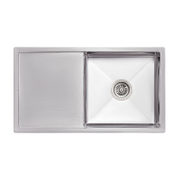 Мойка для кухни интегрированная Lidz Handmade H7844 (LDH7844LBRU35388) Brushed Steel 3,0/0,8 мм