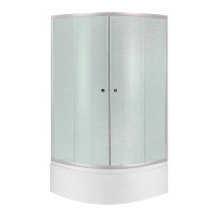 Душова кабіна Latwa SC90x90.SAT.HIGH.FR полукругла, скло Frost 4 мм + Душовий піддон KAPIELKA ST90x90x41, з панеллю Lidz