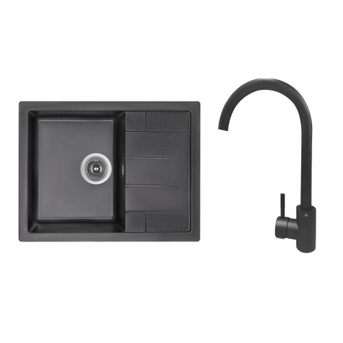 Набір: Мийка кухонна Lidz 650x500/200 BLM-14 (LIDZBLM14650500200) + Lidz Aria Змішувач для кухні 015F (k35) BLM
