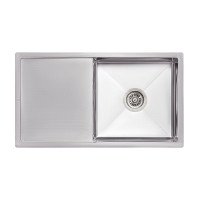 Мойка для кухни интегрированная Lidz Handmade H7844 (LDH7844LBRU35388) Brushed Steel 3,0/0,8 мм