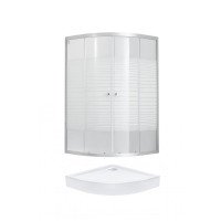 Набор Lidz душевая кабина Wieza SC80x80.SAT.LOW.L, стекло Linie 4 мм + поддон QT ROBIN