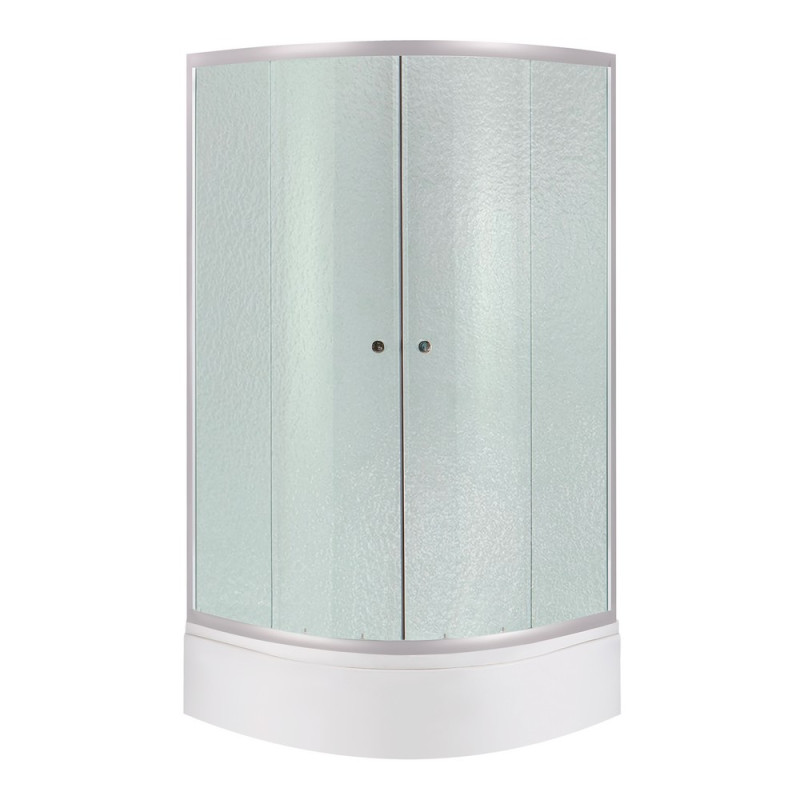 Душевая кабина полукруглая Lidz Latwa SC90x90.SAT.MID.FR, стекло Frost 4 мм + Lidz Душевой поддон KAPIELKA ST90x90x26, с панелью