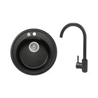 Набір: Мийка кухонна Lidz D510/200 BLM-14 (LIDZBLM14D510200) + Lidz Aria Змішувач для кухні 015F (k35) BLM Набір: Мийка кухонна Lidz D510/200 BLM-14 (LIDZBLM14D510200) + Lidz Aria Змішувач для кухні 015F (k35) BLM