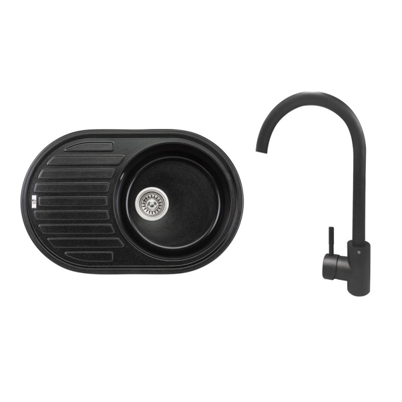 Набір: Мийка кухонна Lidz 780x500/200 BLM-14 (LIDZBLM14780500200) + Lidz Aria Змішувач для кухні 015F (k35) BLM