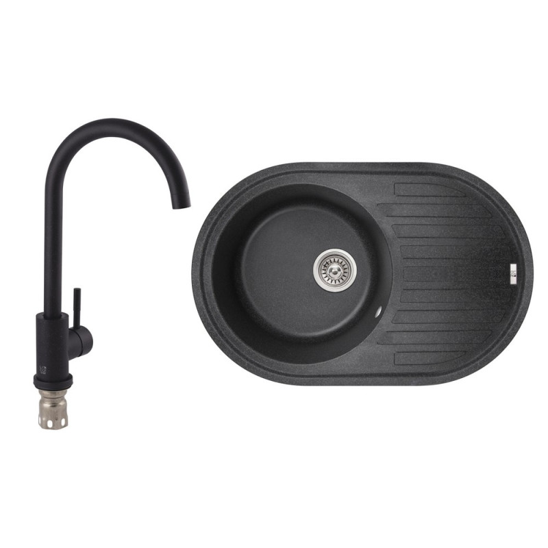 Набір: Мийка кухонна Lidz 780x500/200 BLA-03 (LIDZBLA03780500200) + Lidz Aria Змішувач для кухні 015F (k35) BLA